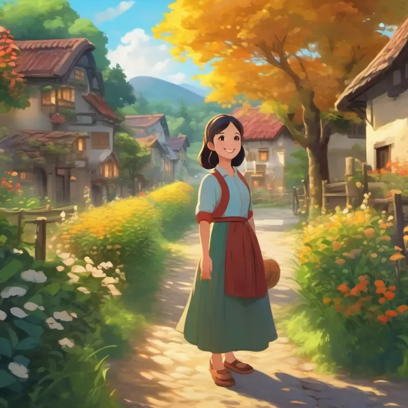 Introduction, village setting, A kind girl with bright eyes and a warm smile and her kind-hearted nature
