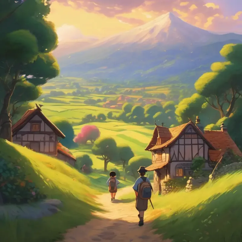 Returning to the village, sharing the books, happy ending