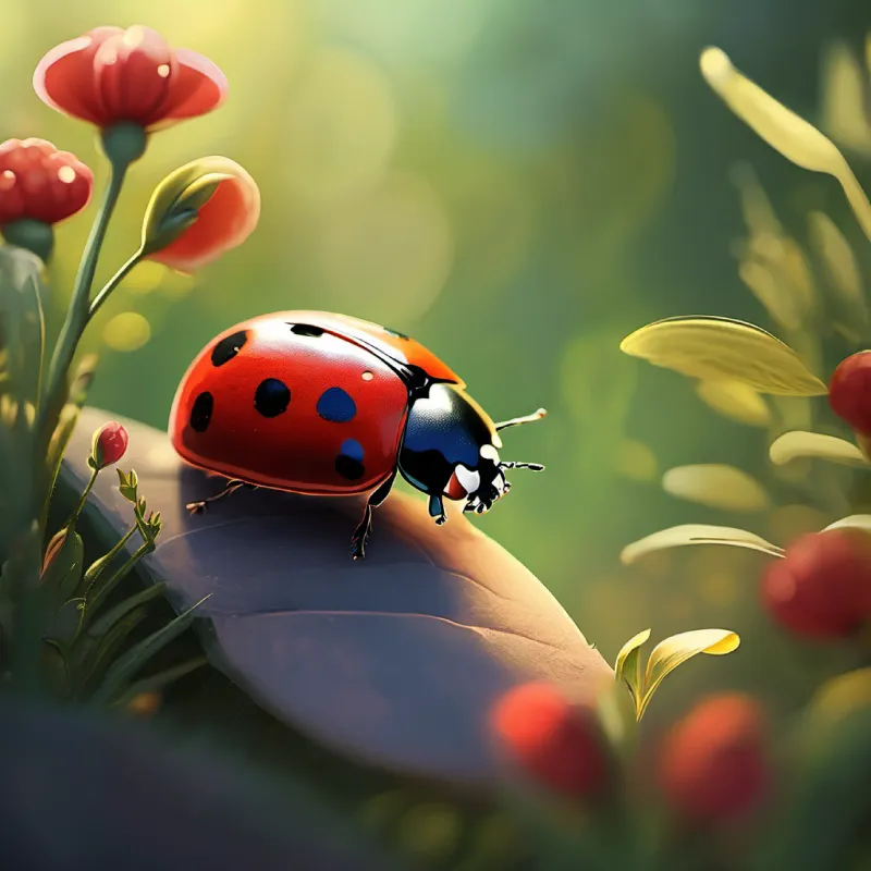 Tiny ladybug, red with black spots's nickname changes to reflect her bravery and kindness.