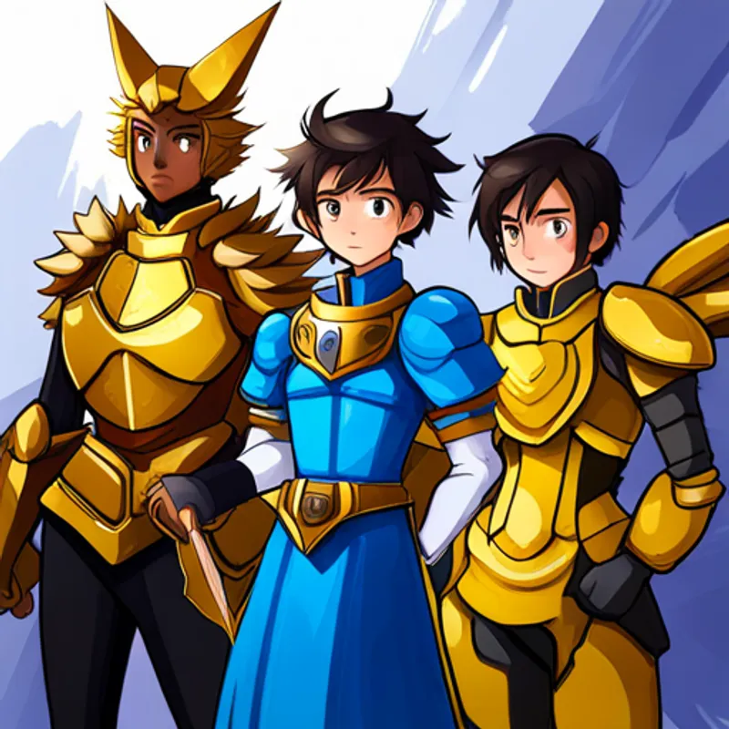 New allies with blue wings, golden armor, silver fur