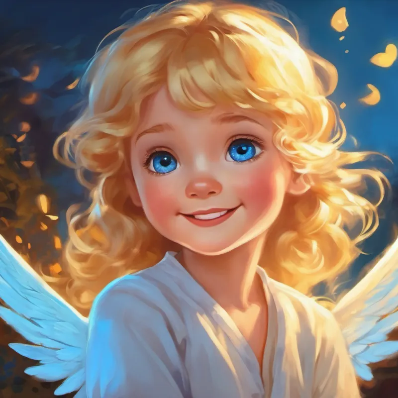 Revealing A small angel with golden hair and big blue eyes, always smiling's feelings for a boy on Earth, her secret crush.
