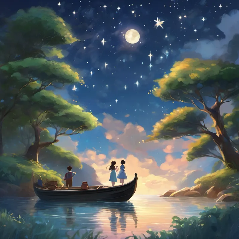 Suddenly, a soft breeze whispered through the air, carrying with it a sweet, melodic tune. Lau and Kerry looked around, searching for the source of the enchanting melody. They soon discovered that it was the stars themselves, singing a lullaby just for them. Entranced by the ethereal music, Lau and Kerry closed their eyes and allowed the gentle melody to carry them away. Dancing on the gentle waves of the melody, they felt their hearts fill with joy and tranquility.