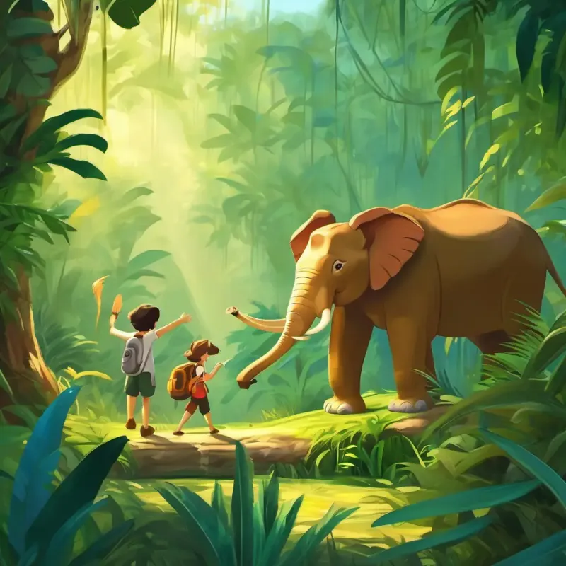 The friends encounter various jungle animals, adding excitement to their adventure.