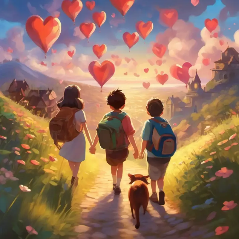 The friends make their way back home with hearts full of happiness and memories of their magical adventure.