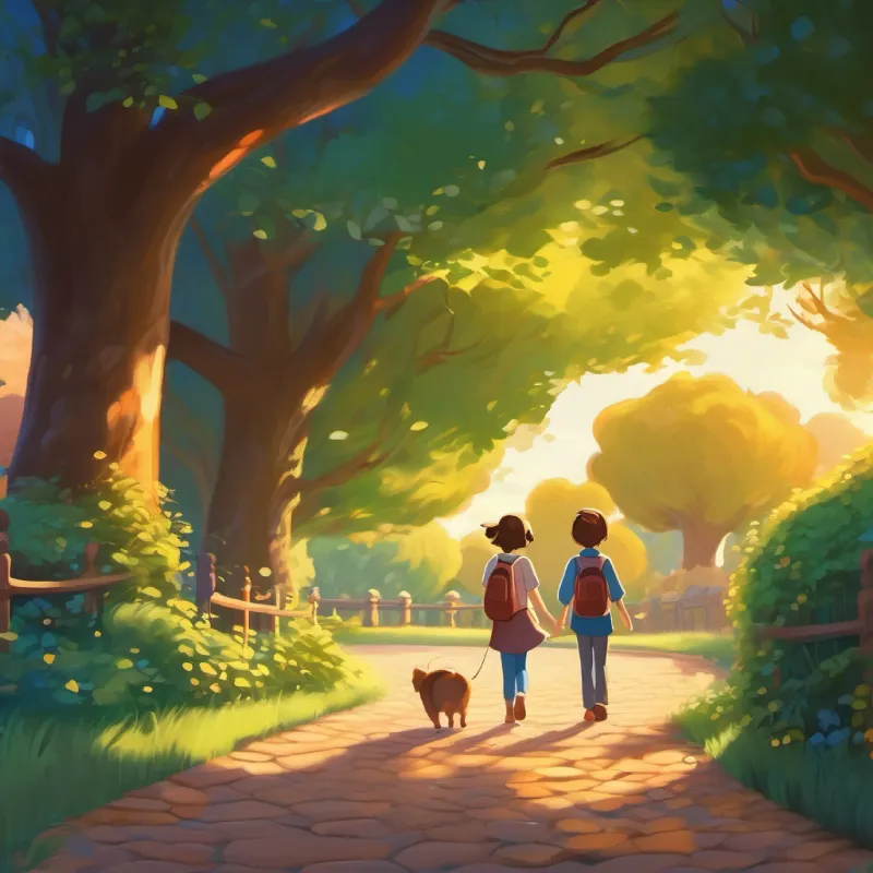 Ending of the story, leaving the park, feeling joyful and grateful