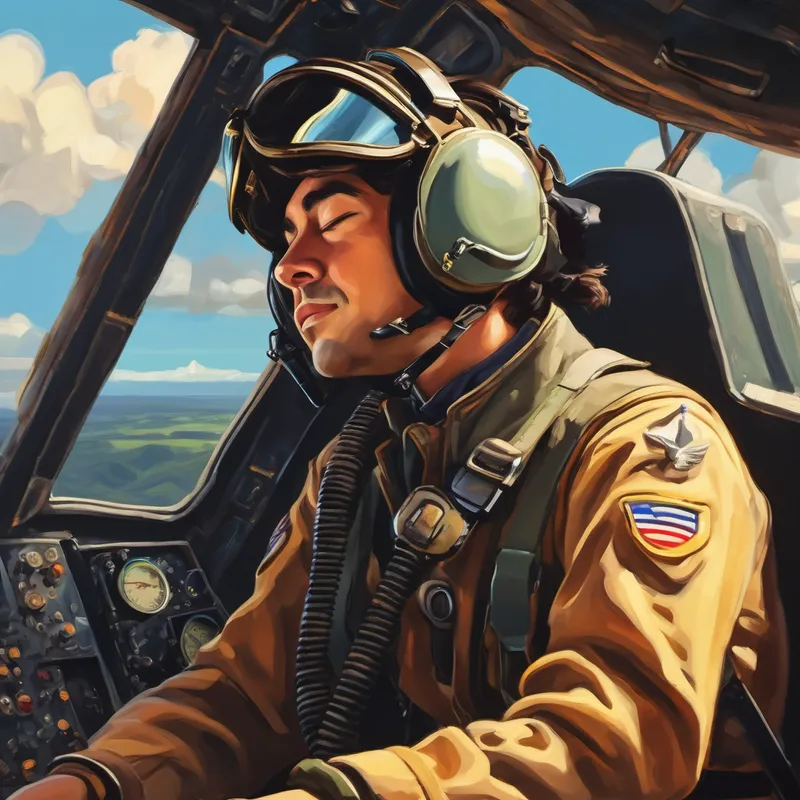 Pilot in the cockpit with closed eyes