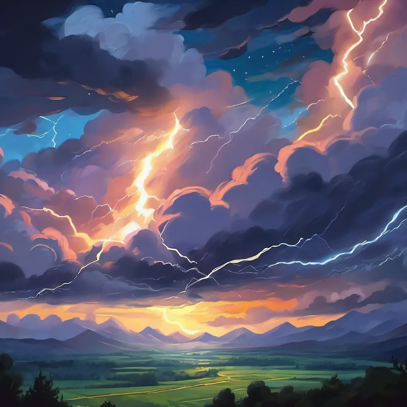Stormy Covering the night sky with lightning