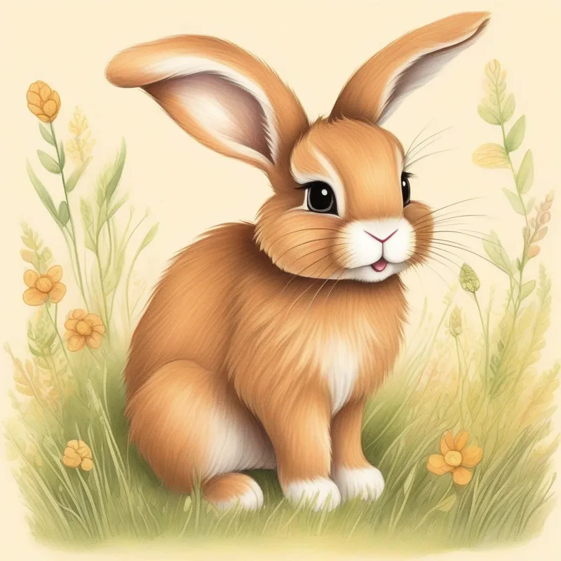 Sunny meadow, A brave bunny with soft brown fur and floppy ears the bunny with brown fur and floppy ears