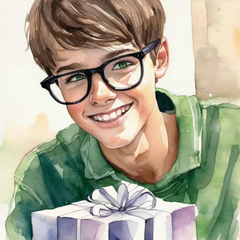 Jaidyn's birthday morning, wrapped gift, feeling excited