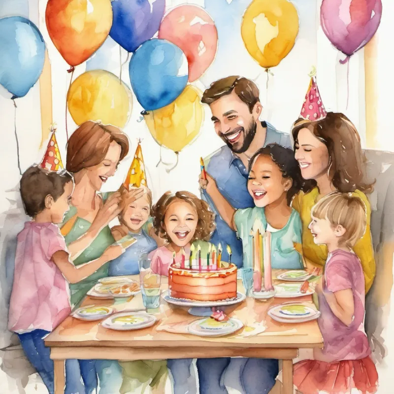 Family celebration, 'Happy Birthday' song, morning excitement