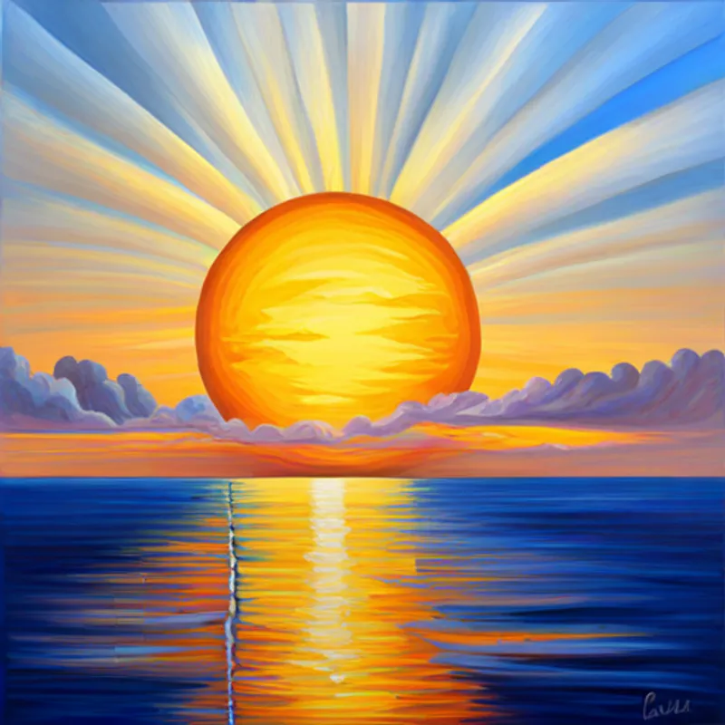 A yellow sun with eight rays