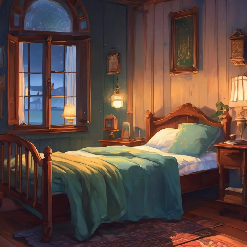 That night, as Laettitia lay in bed, she couldn't sleep. Every creak of the floorboards sent shivers down her spine. She heard whispers, as if someone was talking right outside her door. Trembling with fear, she mustered the courage to investigate.