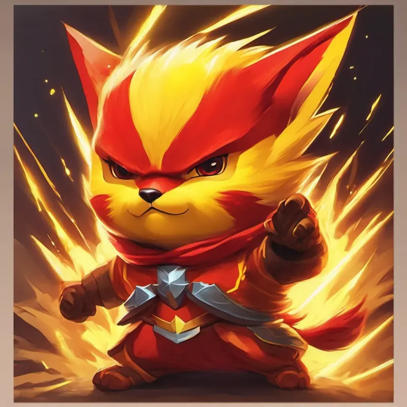 Bright yellow, red cheeks, pointy ears charges its Thunderbolt attack, cheeks sparkling, ready to face the bullies.