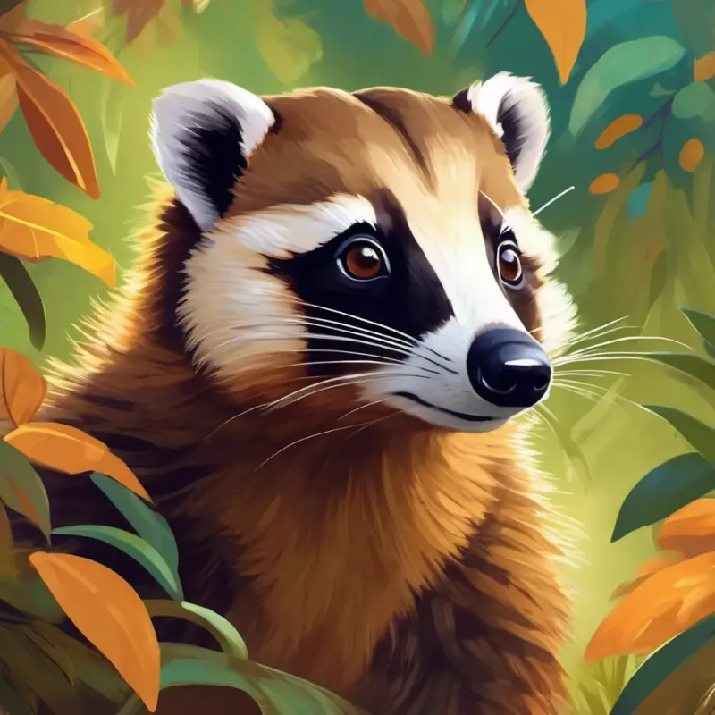 Learning Playful coati, brown fur, intelligent eyes, agile and fun is smart and observant