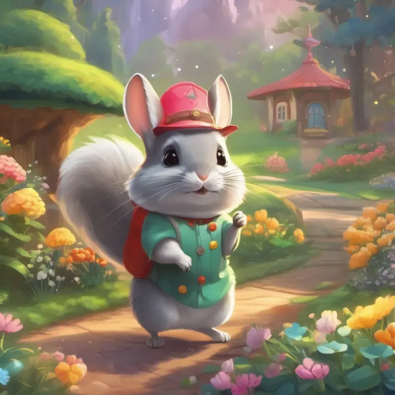 Scenes of different magical experiences with A playful chinchilla with a bright and sparkling cap in a whimsical style's cap, showcasing all the happiness and fun they had together.