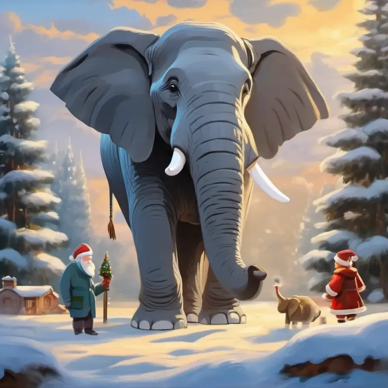Introduction of the Old man with a kind face and warm smile who unveils the belief of the Large gray elephant, kind eyes.