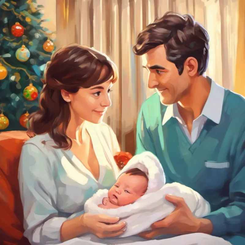 Introducing Newborn baby boy, curious eyes, gentle smile's parents feeling apprehensive in the hospital.