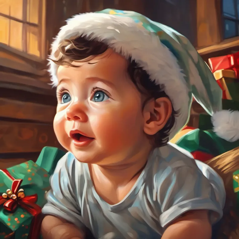 Birth of Newborn baby boy, curious eyes, gentle smile coincides with the tornado's curious pause.