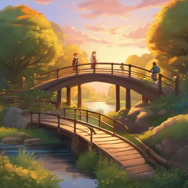 Evelyn and Oliver's paths cross on a bridge, beginning their encounter.