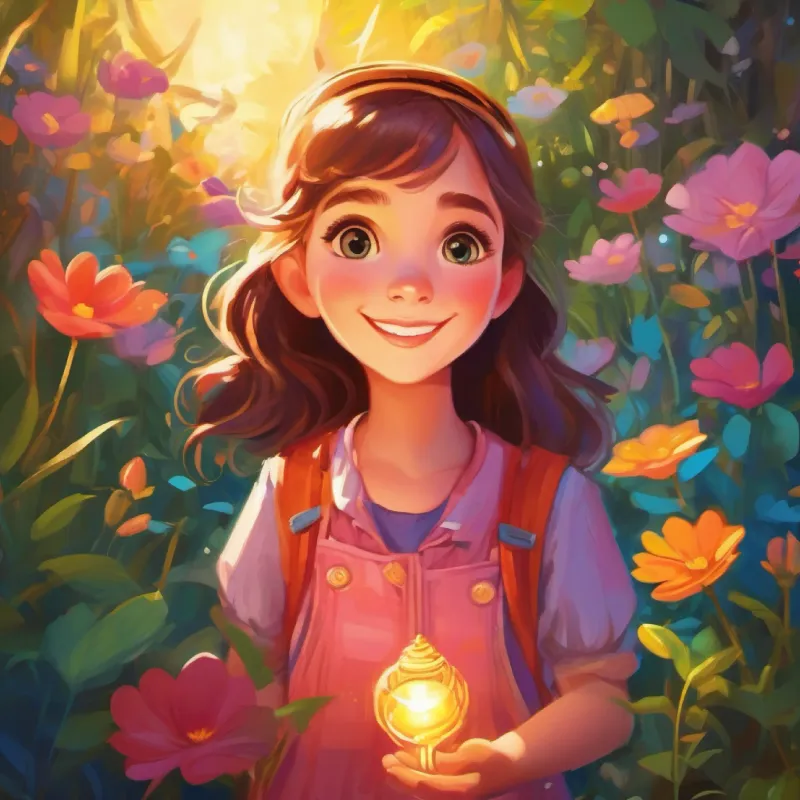 Lively girl with bright eyes and a smile, always dressed in cheerful colors is visited by a magical light and taken to Spend-It Land.
