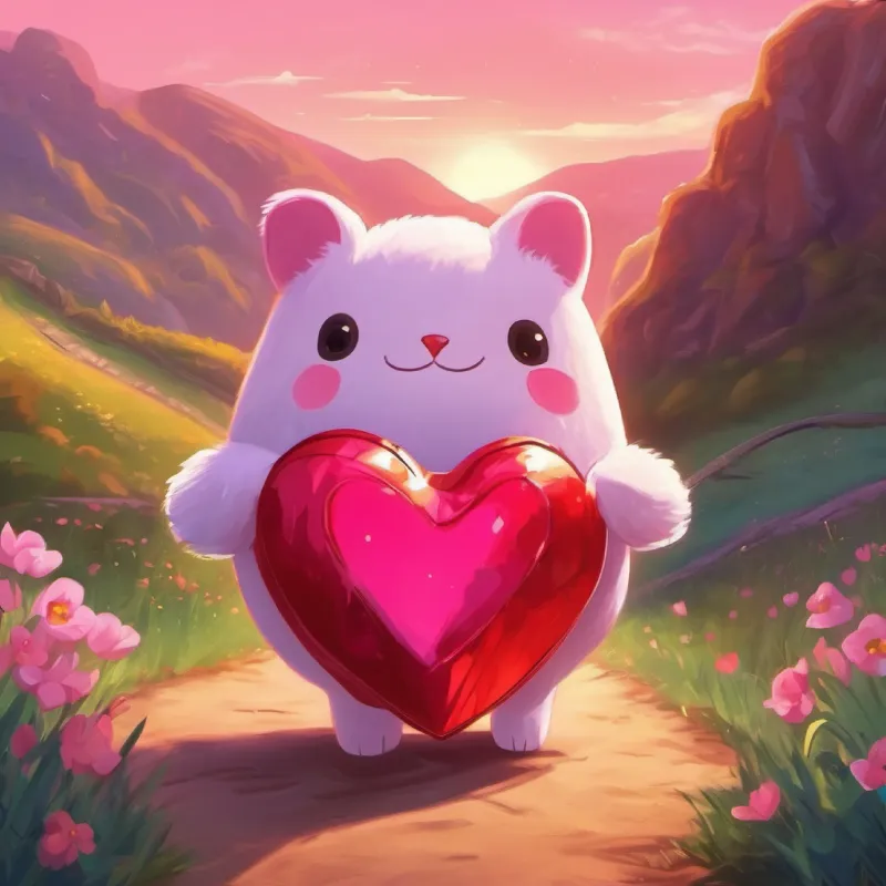 Concern, A red heart with sparkly eyes and a warm smile and A pink heart with bright eyes and an adventurous spirit starting an adventure, packing bags, leaving Heart Valley.