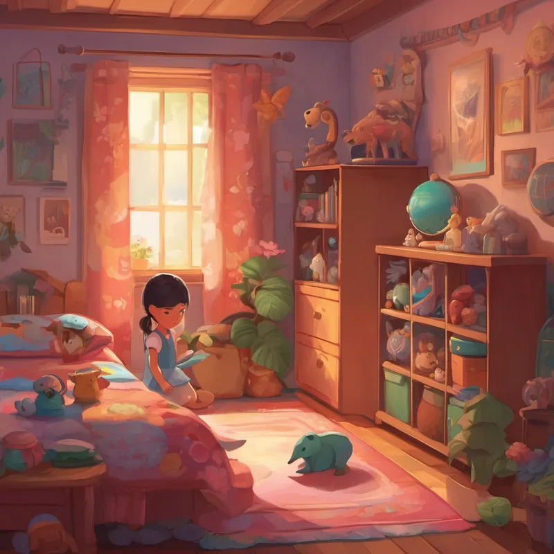 Juju realized that she didn't want to share her room with this creature anymore. She loved her dolls, her toys, and her peaceful nights, and she didn't want anything to ruin that. So, Juju made up her mind. She decided that the next day, she would clean her entire room and never leave a thing out of place again. Early the next morning, Juju woke up determined. She rolled up her sleeves and started organizing. She folded her clothes and placed them neatly in the drawers. She gathered her toys and put them back in their respective boxes. Juju even vacuumed and dusted everything, ensuring her room sparkled like never before.