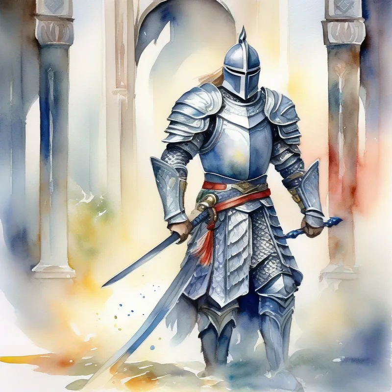 Brave, determined, silver sword, silver armor, sense of responsibility becomes a wise leader, guiding Balisor towards prosperity.