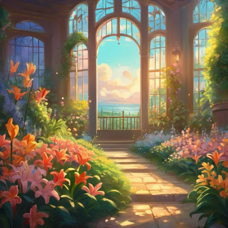 Dream garden revealed, full of the flowers Lily imagined.