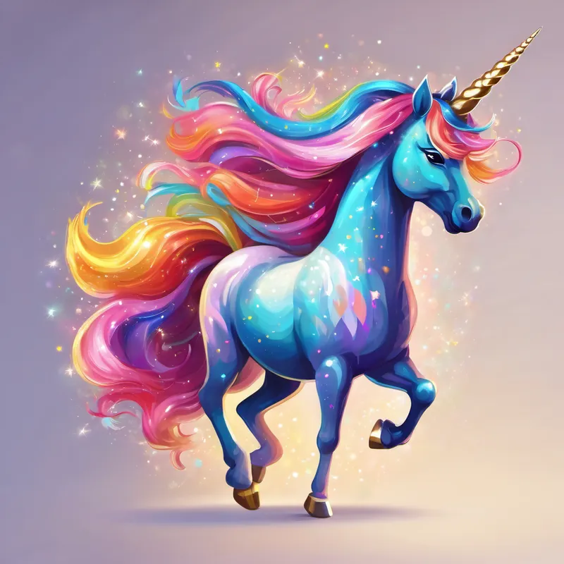 A colorful unicorn with a shimmering mane and sparkly horn. showing kindness and inclusivity to make everyone happy