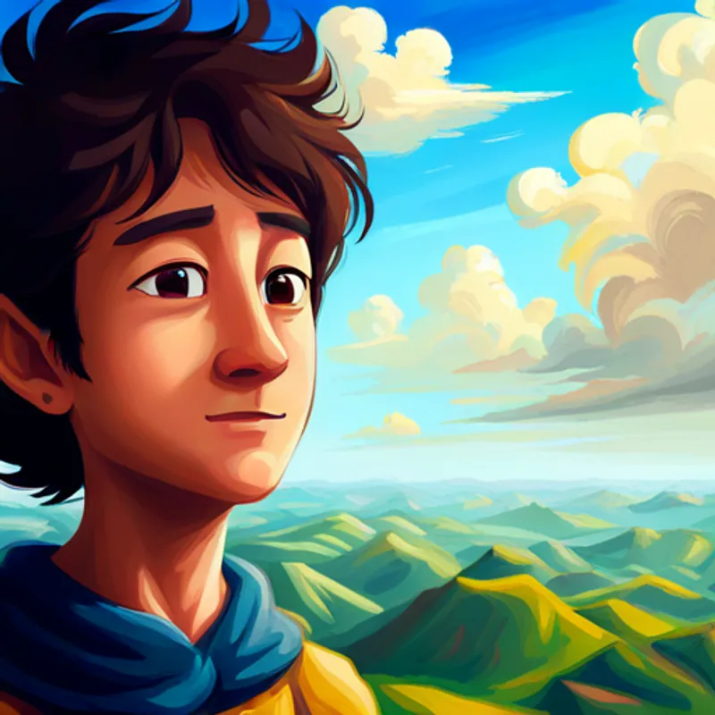 Curious and brave, with dark hair and a bright smile being told by the Winds about his gift