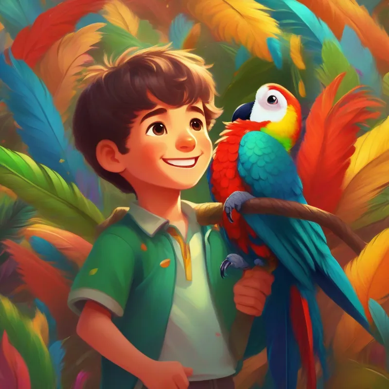 The lasting impact of A parrot with colorful feathers and a friendly disposition and A happy little boy who loves learning new things's friendship.