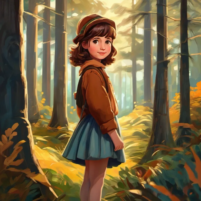 Curious girl, wild brown hair, brown eyes, adventurous spirit makes a promise to keep the forest's secret