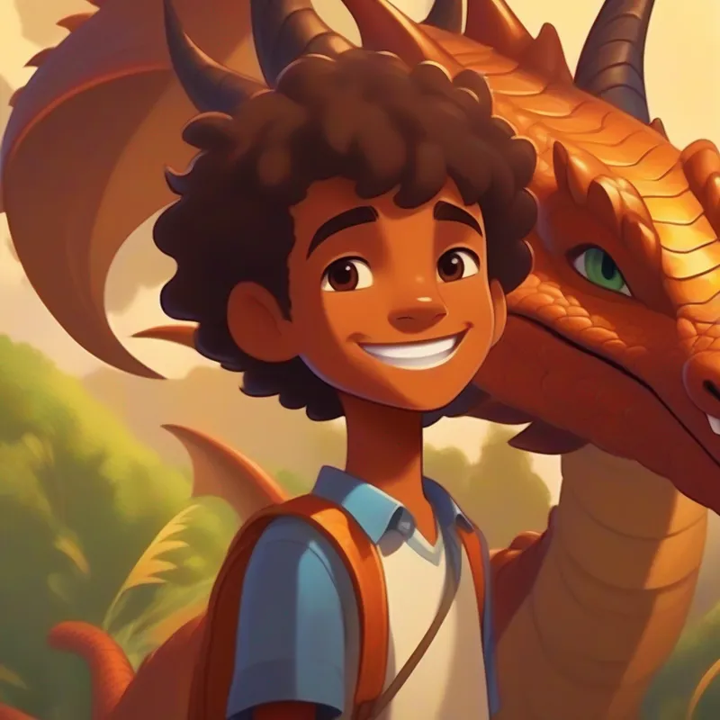 An 11-year-old brown-skinned boy with a friendly smile.'s ankle heals, and he and the dragon continue to support each other.
