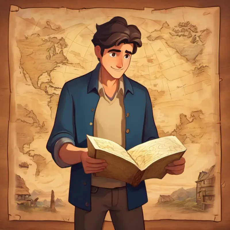 Seth holding an old treasure map, nervous
