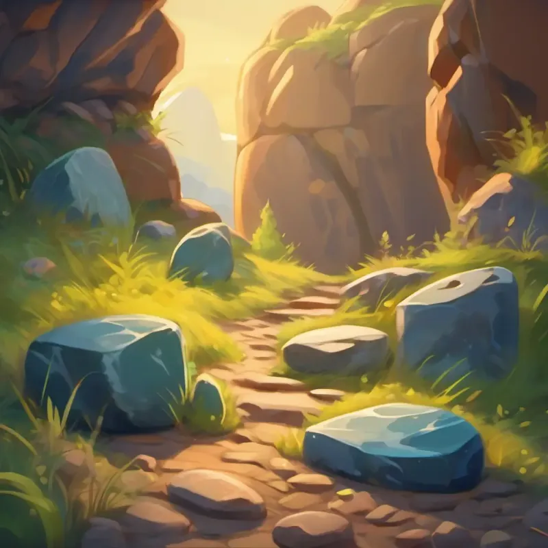 Challenging riddles on stones, obstacle