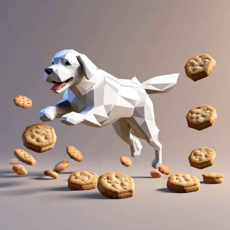 Briosc dreams about running in a field filled with cookies. The visual description shows Briosc jumping and catching cookies in the air.