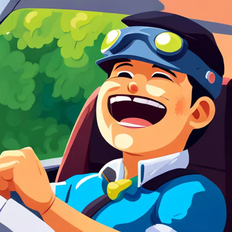 Eida chuckling while driving