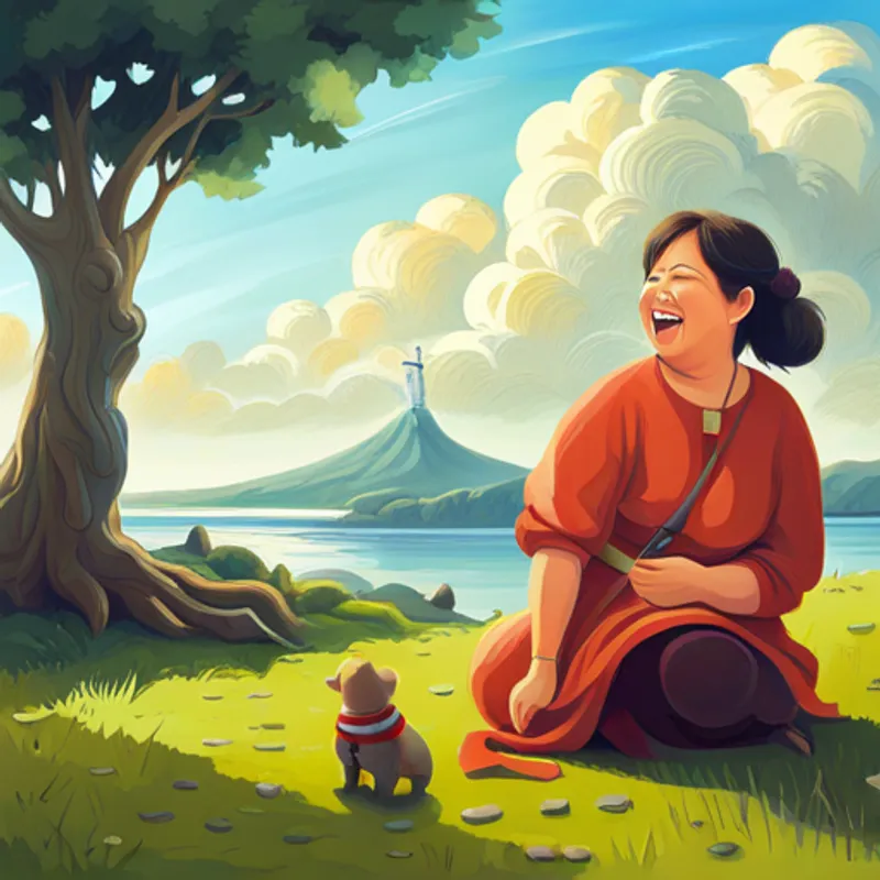 Dina laughing at the mother-son similarity