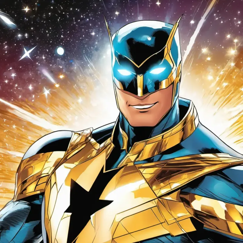 Describing Shimmering suit, radiant smile, eyes like twinkling stars's appearance and duty.