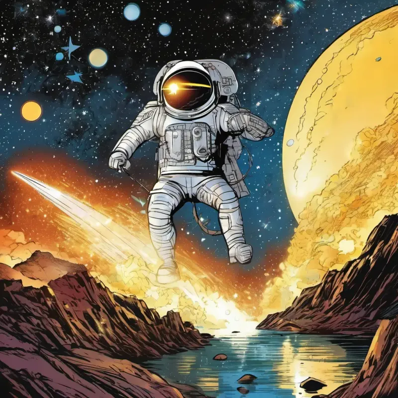 Shimmering suit, radiant smile, eyes like twinkling stars devises a plan to divert the comet.
