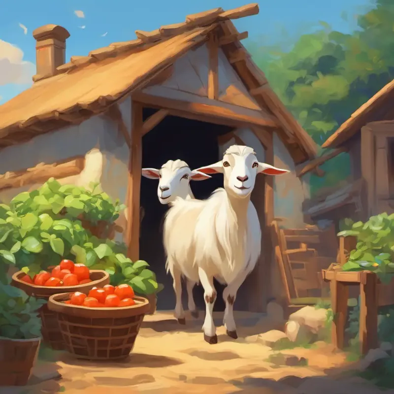 In the little house, mother goat leaves for the market. Little goats promised to be careful.