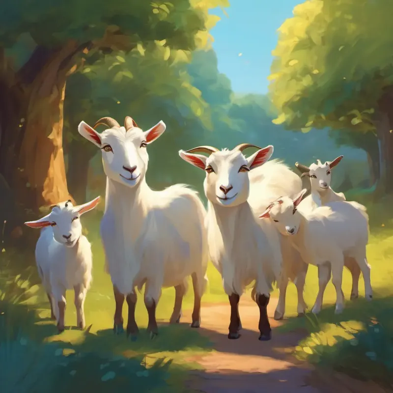 The little goats and their mother lived happily ever after. Remembering to be careful and listen to their mother.