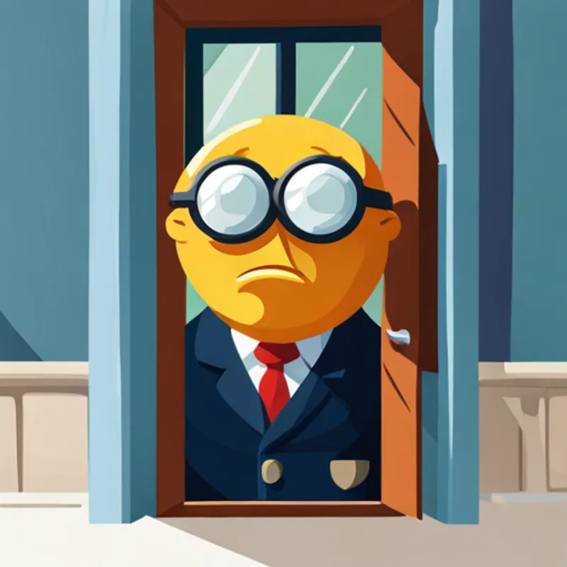 Brainy peeking out of the window with a worried expression