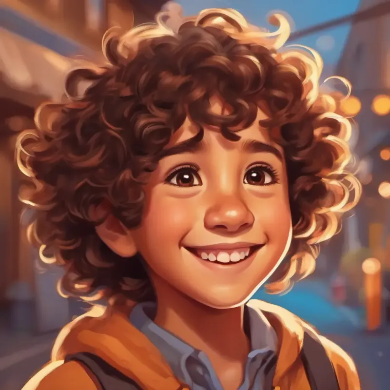 Curly brown hair, brown eyes, bright smile looks forward to another fun day ahead at Crocro Park.