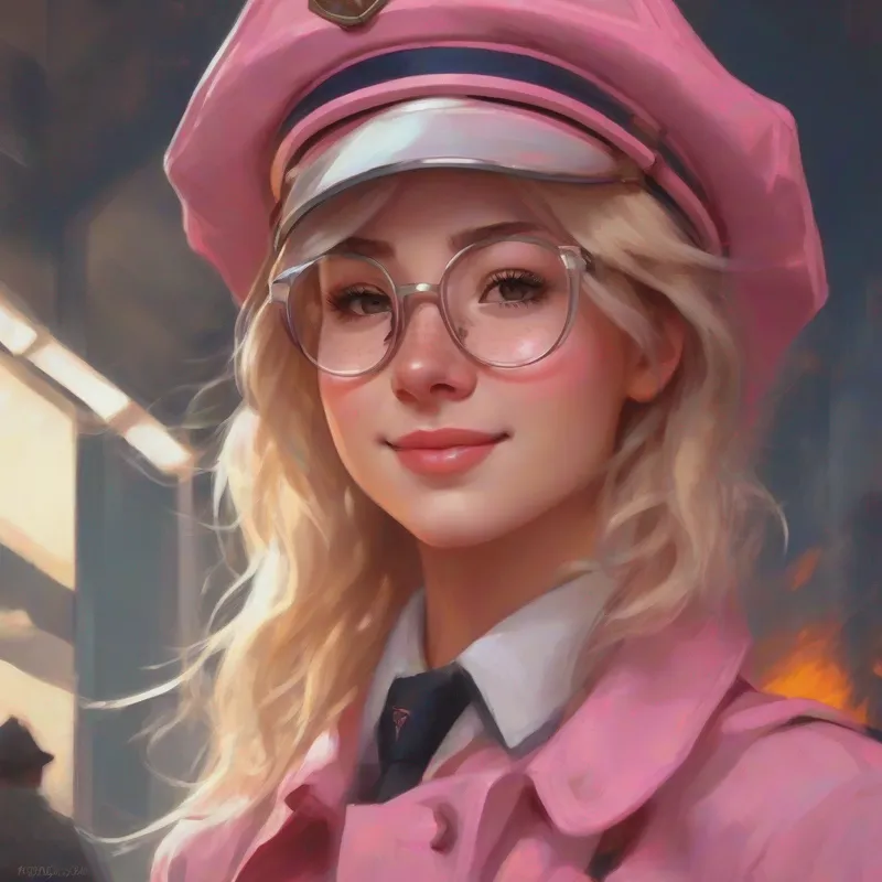 Long dark hair, pink glasses, caring smile with a doctor's coat and Short blonde hair, freckles, determined expression with a firefighter's hat