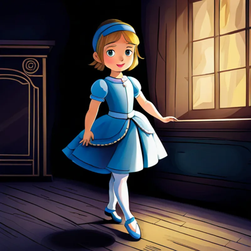 Princess Arabella tiptoeing in the dark with a ballet shoe hidden