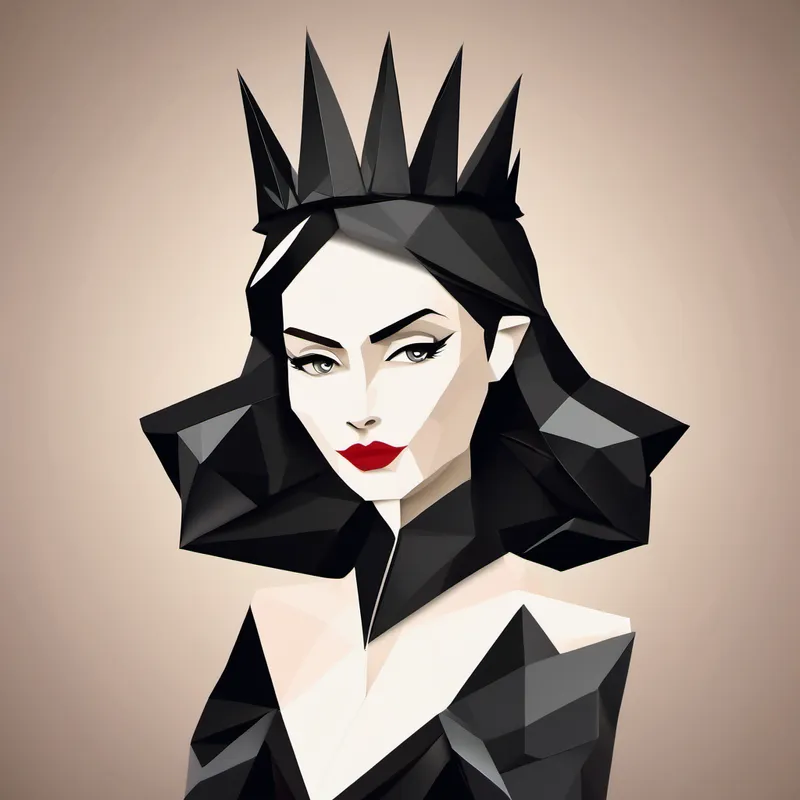 Evil princess wearing a black gown and a crown