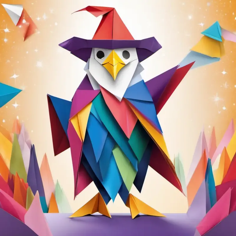 Galileo, with twinkling eyes and a big smile, reaching out to shake hands with the enthusiastic A lively person with a feathered hat and a colorful scarf.