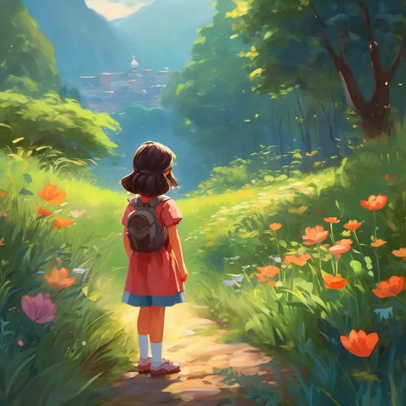 little girl with a kind heart and caring nature standing in nature, listening
