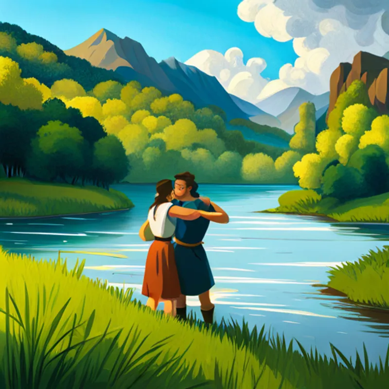 Laxam rescuing the girl from the river